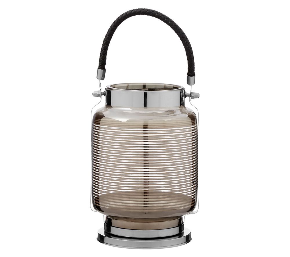 by Premier Small Nickel Stripe Lantern - Stainless Steel & Black
