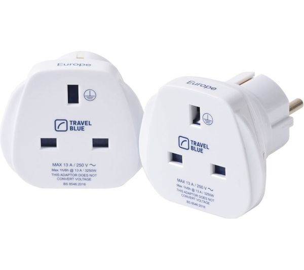 Travelblue Tb 174 Uk To Eu Travel Plug Adapter Pack Of 2