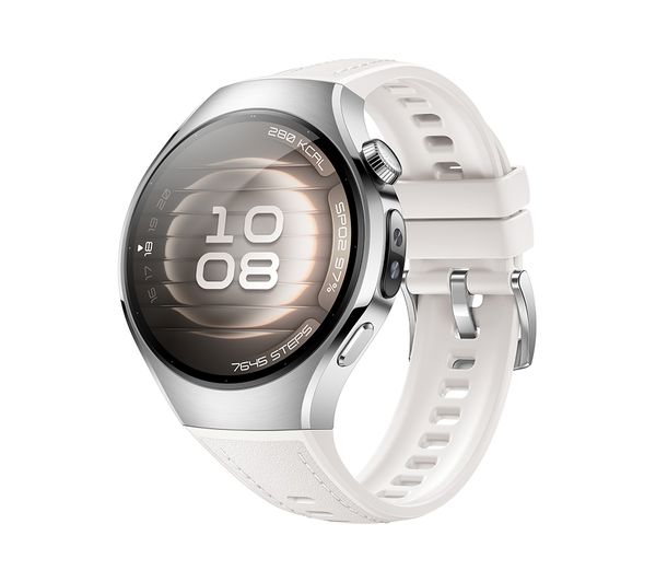HUAWEI Watch 5 - Silver with White Composite Leather Strap, 42 mm
