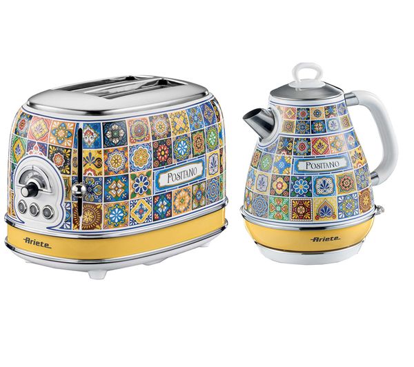 An image of ARIETE Positano ARPK51 2-Slice Toaster & Kettle Bundle - Multicolour