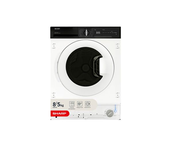 An image of SHARP ES-NDIH814BWA1-EN Integrated 8 kg Washer Dryer - White