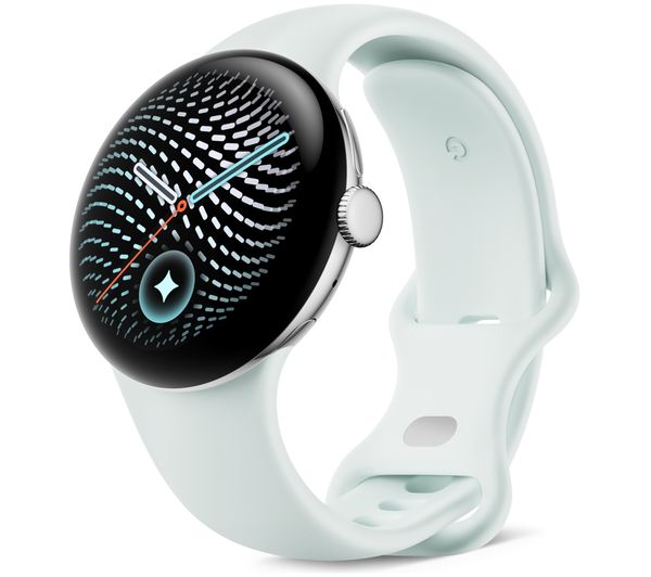 An image of GOOGLE Pixel Watch 5 WiFi - Polished Silver Aluminum Case with Fog Active Band, 41 mm