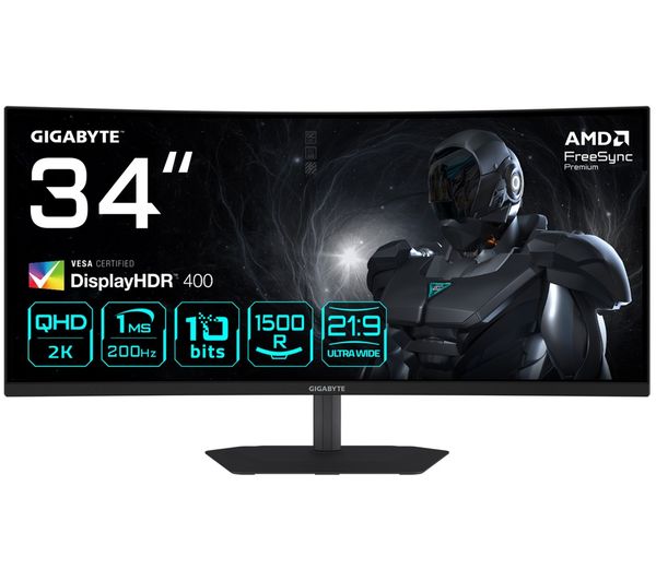 An image of GIGABYTE G34WQC2 Wide Quad HD 34" Curved LED Gaming Monitor - Black