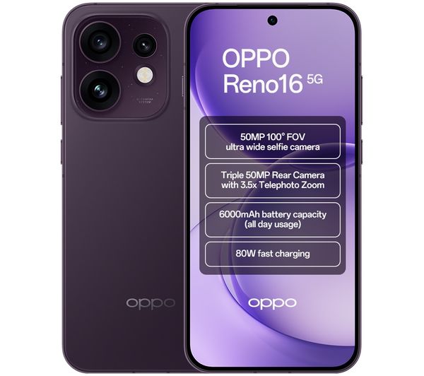 An image of OPPO Reno16 5G - 512 GB, Purple Black