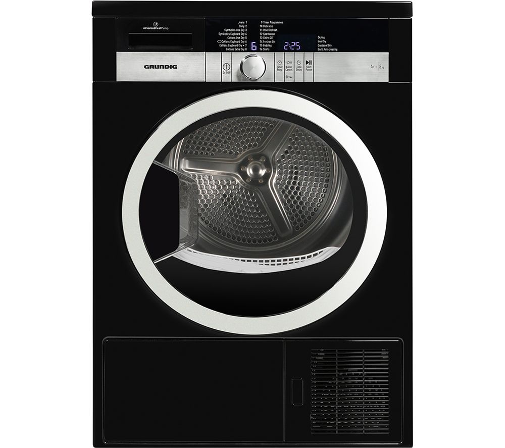 Grundig Tumble Dryer GTN38250HGCB Heat Pump  - Black, Black