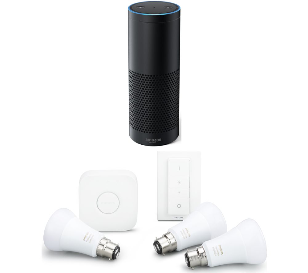 PHILIPS Hue A60 White & Colour B22 Kit & Amazon Echo Plus Bundle, White review