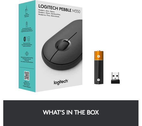 Logitech Pebble M350 Wireless Optical Mouse Black Fast Delivery Currysie