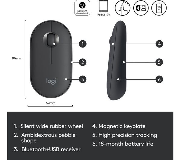 Buy Logitech Pebble M350 Wireless Optical Mouse Black Free Delivery Currys