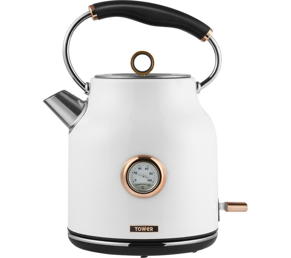 TOWER Bottega T10020W Traditional Kettle - White & Rose Gold