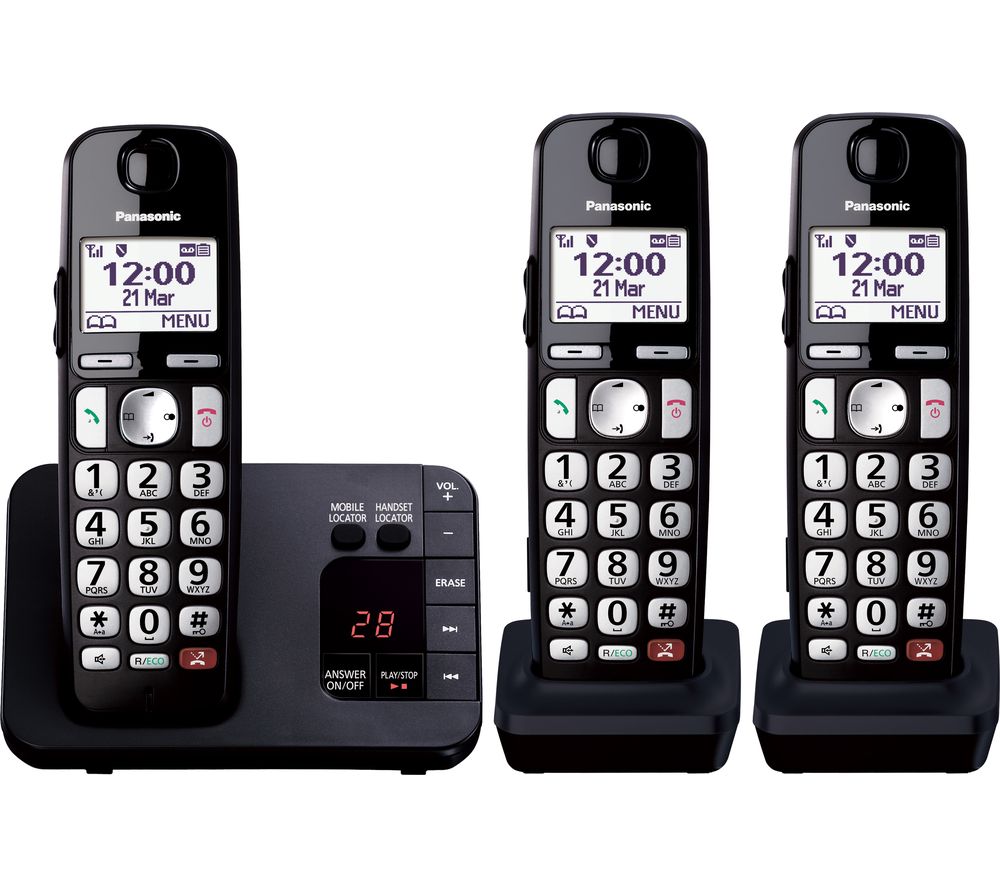 KX-TGE823EB Cordless Phone - Triple Handsets