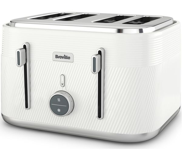 Image of BREVILLE Obliq VTT974 4-Slice Toaster - White & Silver