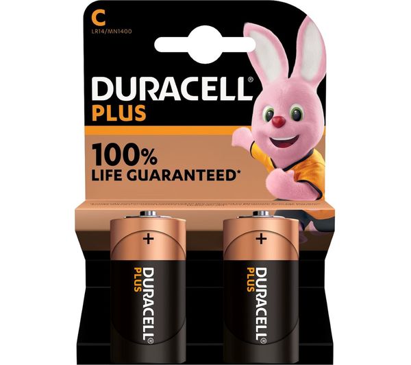 Duracell Plus C Alkaline Batteries Pack Of 2