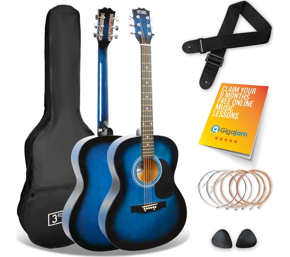 Full Size 4/4 Acoustic Guitar Bundle - Blue Burst