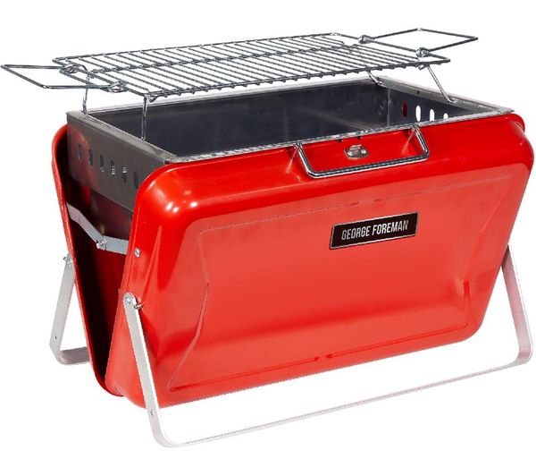 GEORGE FOREMAN Go Anywhere Briefcase GFPTBBQ1005R Portable Charcoal BBQ - Red