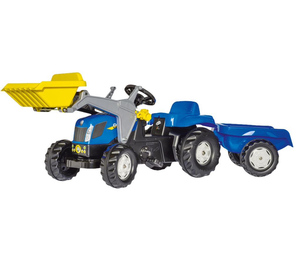 rollyKid New Holland Kids' Ride-On Toy with Trailer - Blue & Black