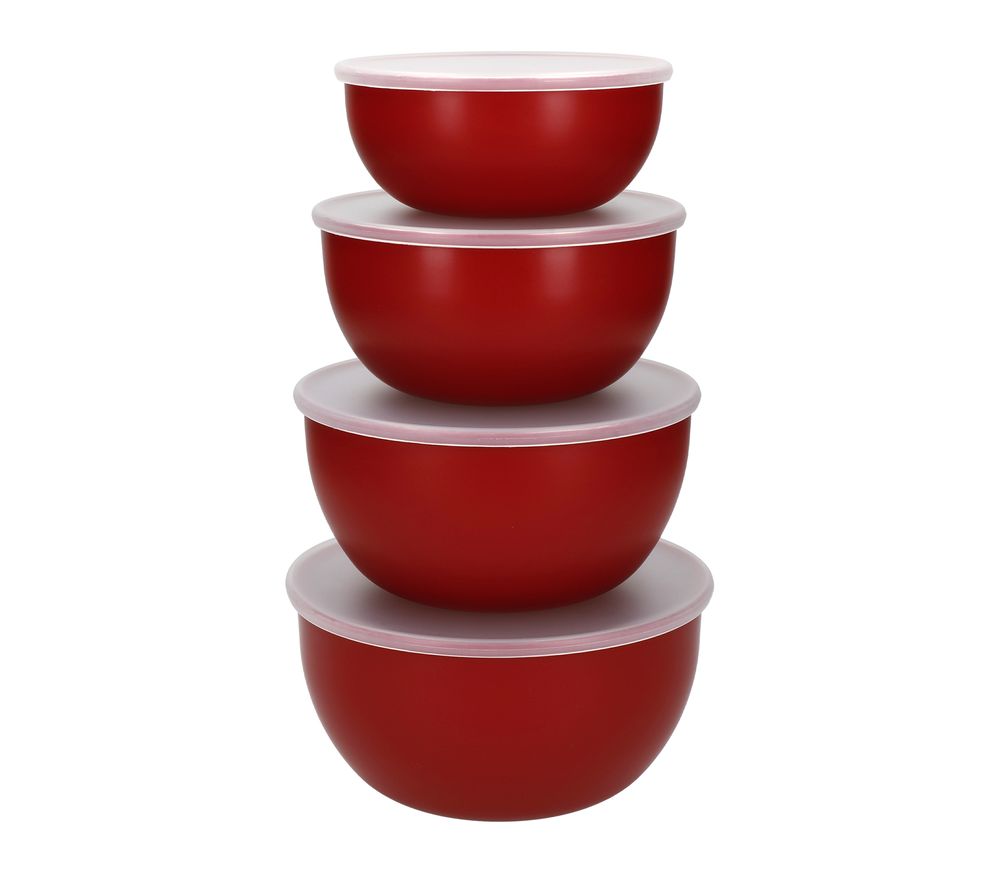 4-piece Meal Prep Bowls Set with Lids - Red