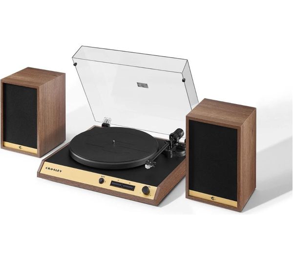 Crosley C72 Belt Drive Bluetooth Turntable Speakers Walnut