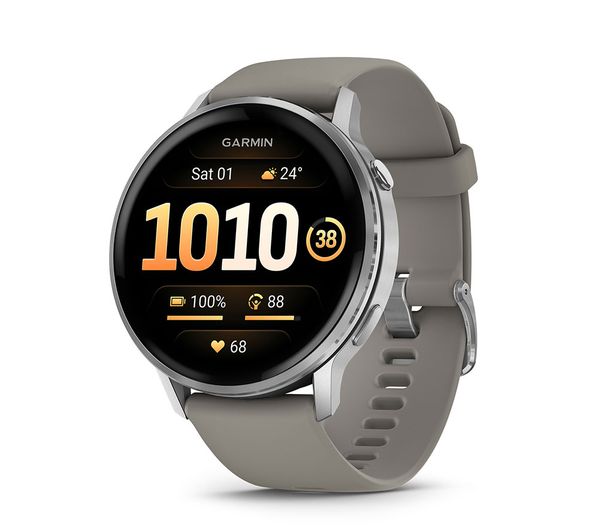 Garmin Venu 4 Smart Watch Silver With Silver Grey Silicone Band 45 Mm