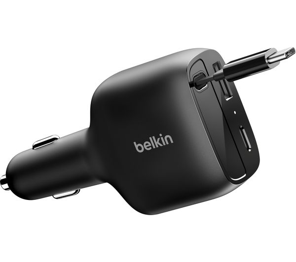 An image of BELKIN BoostCharge 75 W USB Type-C Retractable Car Charger