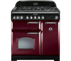 RANGEMASTER Classic Deluxe 90 Dual Fuel Range Cooker - Cranberry & Chrome
