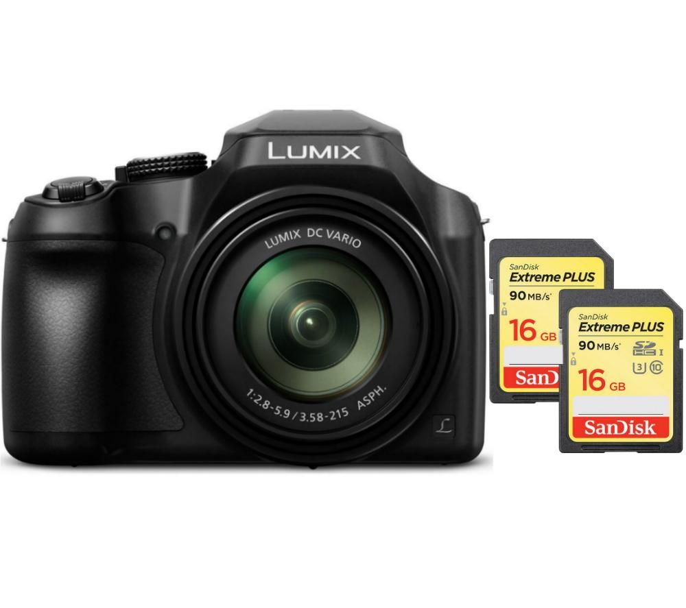 PANASONIC Lumix DC-FZ82EB-K Bridge Camera & Class 10 SDHC Memory Card 16 GB Twin Pack Bundle