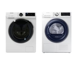 SAMSUNG DV80N62532W Smart 8 kg Heat Pump Tumble Dryer & WW80M645OPW Smart 8 kg 1400 Spin Washing Machine Bundle