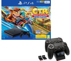 SONY PlayStation 4 with Crash Team Racing & Twin Docking Station Bundle - 500 GB