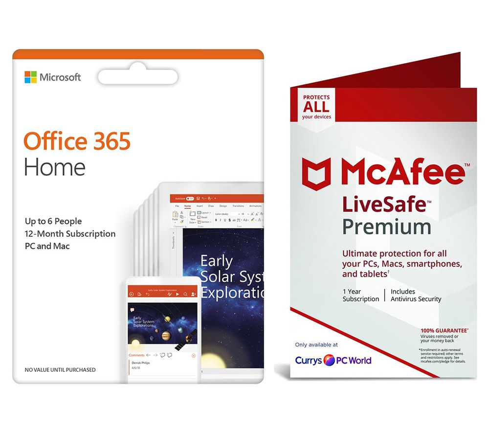 MICROSOFT LiveSafe Premium 2019 for Unlimited Devices & Office 365 Home for 5 Users Bundle - 1 year
