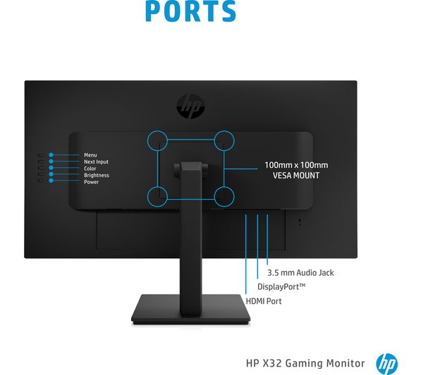 HP X32 Quad HD 31.5" IPS LCD Gaming Monitor Black 2V7V4AAABU