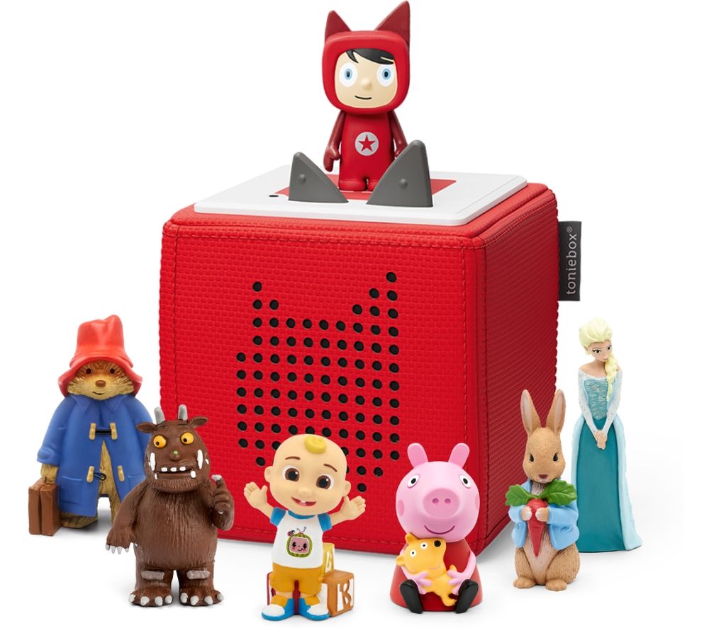 Toniebox Starter Set (Red), Peter Rabbit, Paddington Bear, Cocomelon, Elsa, Gruffalo & Peppa Pig Audio Figure Bundle