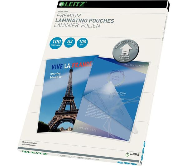Leitz Ilam 74870000 100 Micron A3 Laminating Pouches Pack Of 100