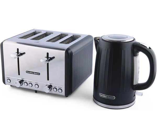 An image of HAMILTON BEACH Harmony Breakfast Jug Kettle & 4-Slice Toaster Bundle - Espresso