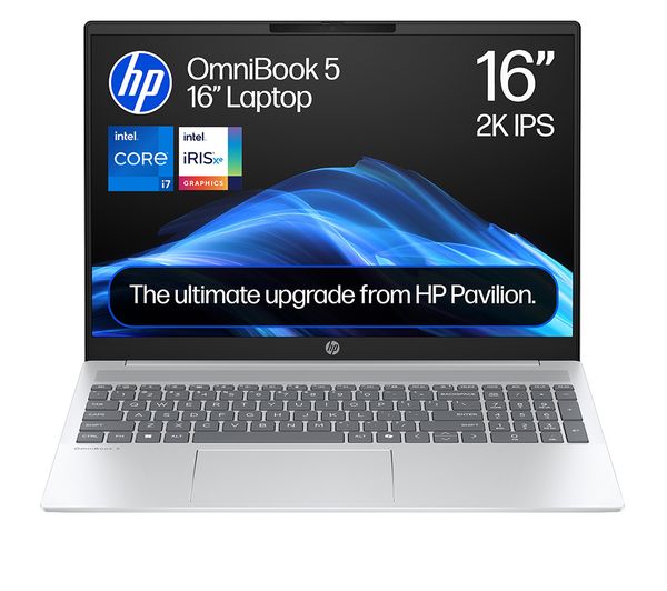 An image of HP OmniBook 5 16" Refurbished Laptop - Intel® Core™ i7, 512 GB SSD, Silver (Very Good Condition)