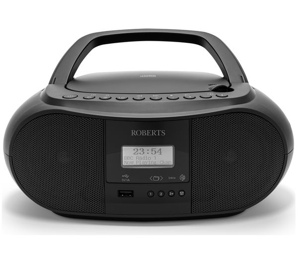An image of ROBERTS ORTUS4BK Portable DAB+/FM Bluetooth Clock Radio - Black