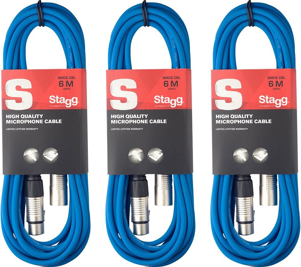 STAGG SMC6CBLPK3 XLR Microphone Cable - 6 m, Pack of 3
