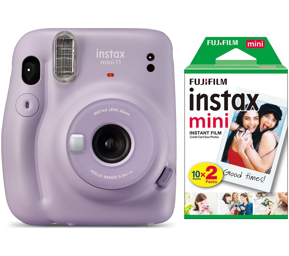 INSTAX mini 11 Instant Camera & 20 Shot INSTAX Mini Film Pack Bundle - Lilac Purple, Purple