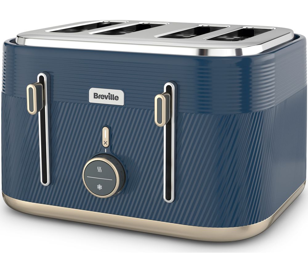 BREVILLE Obliq VTT996 4-Slice Toaster - Navy & Gold