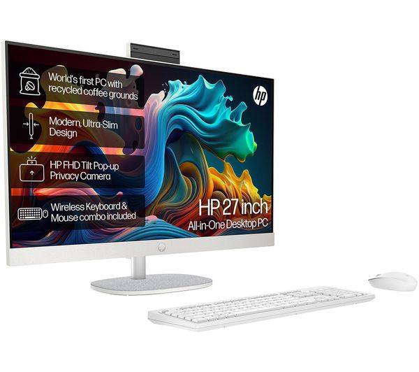 Image of HP 27-cr0020na 27" All-in-One PC - AMD Ryzen 7, 512 GB SSD, White