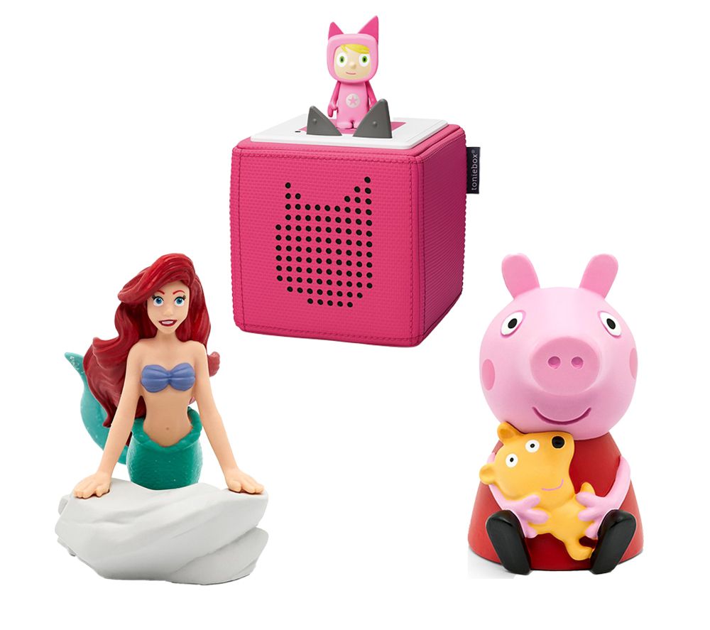 Toniebox Starter Set (Pink), The Little Mermaid & Peppa Pig Audio Figure Bundle