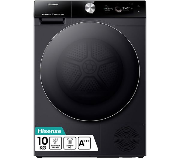 Hisense 7s Series Dh7s107bb Ai Wifi Enabled 10 Kg Heat Pump Tumble Dryer Black
