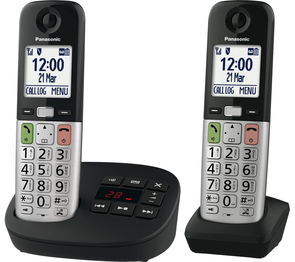 KX-TGU432EB Cordless Phone - Twin Handsets, Silver & Black