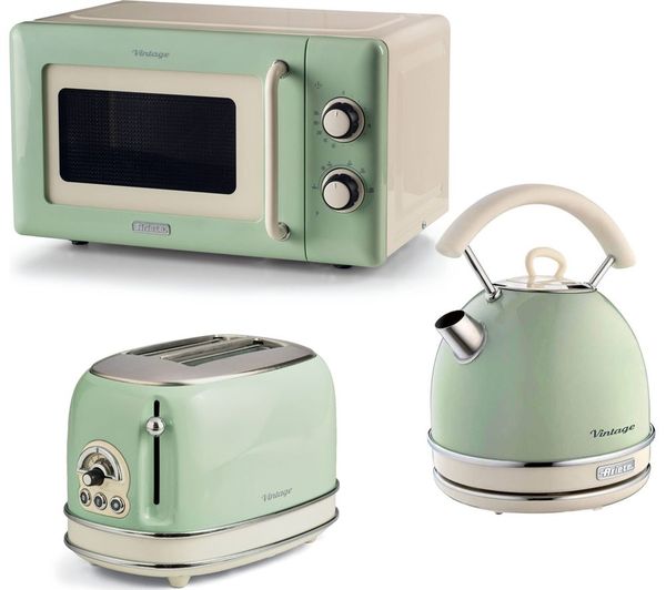 Ariete Vintage Arpk64 Microwave Traditional Kettle 2 Slice Toaster Bundle Green