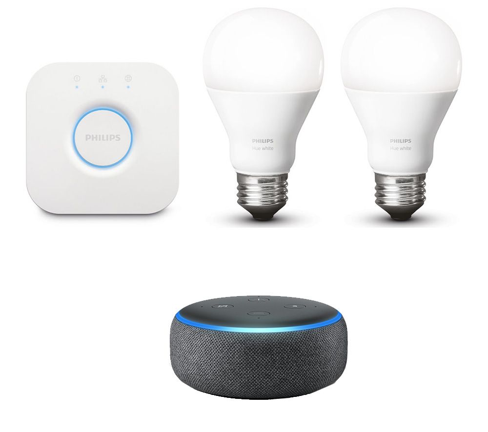 PHILIPS Hue White Smart Bulb E27 Starter Kit & Echo Dot Bundle review