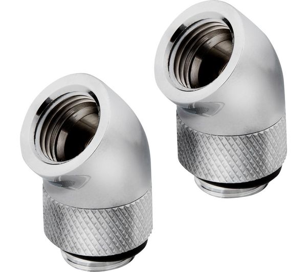 Corsair Hydro X Series Xf 45° Rotary Fitting Adapter G1 4 Chrome Pack Of 2