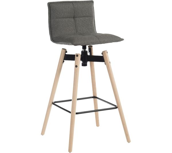 Teknik Spin 6977grey Fabric Metal Bar Stool Chair Grey Light Wood