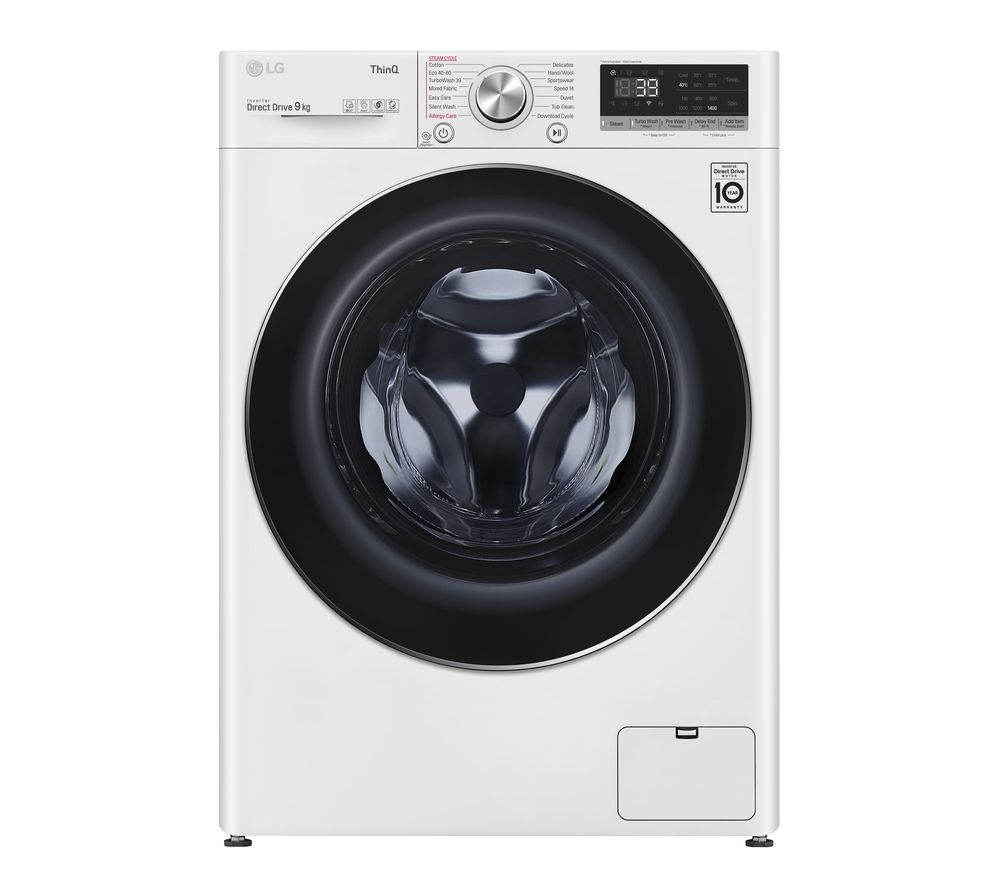 LG TurboWash 360 with AI DD V9 F4V909WTSE WiFi-enabled 9 kg 1400 Spin Washing Machine - White, White