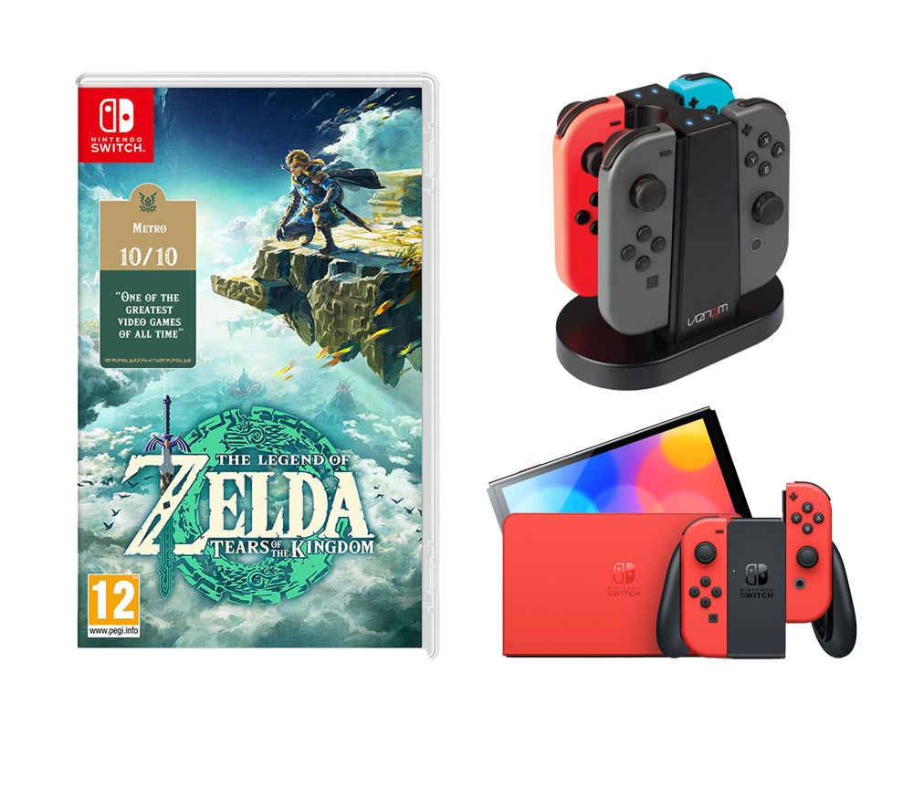 Switch OLED (Mario Red Edition), The Legend of Zelda: Tears of the Kingdom & VS4796 Nintendo Switch Bundle