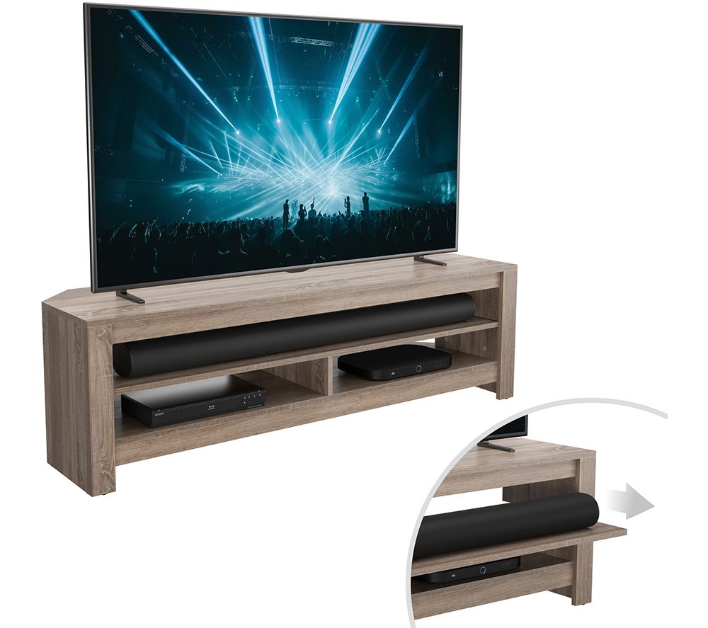 Calibre Sound 1400 mm TV Stand with Sliding Soundbar Shelf - Rustic Sawn Oak