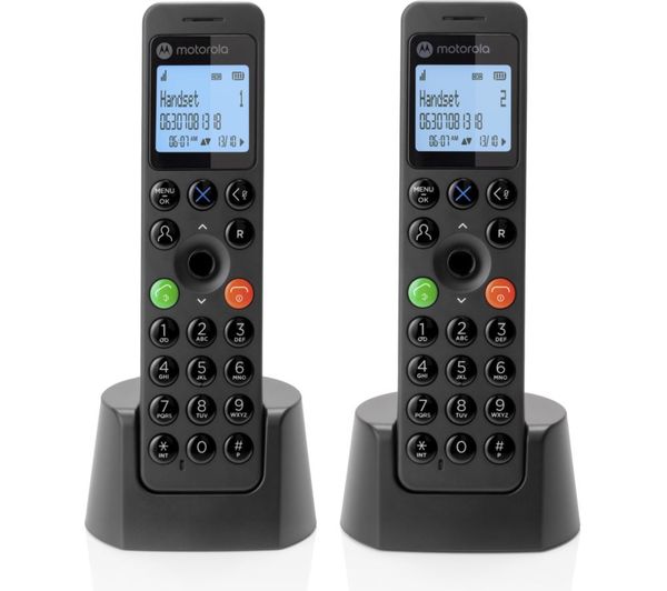 MOTOROLA DOT211 Cordless Phone - Twin Handset, Black