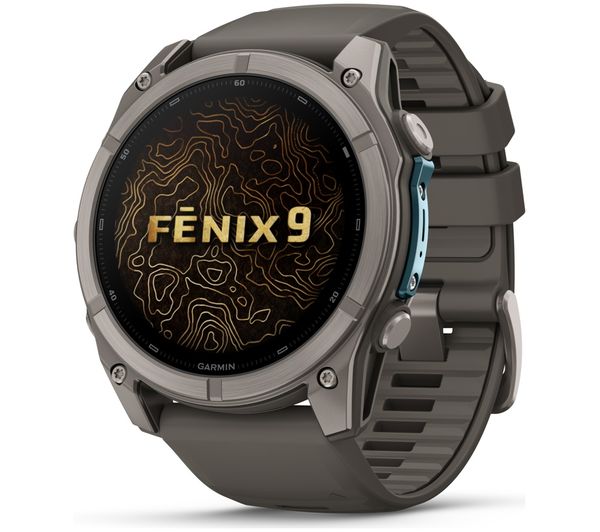 An image of GARMIN fenix 9 Smart Watch - Titanium with Pebble Grey Silicone Band, 51 mm